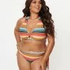 Unique Vintage Plus Size Serape Stripe Give Us A Ring Swim Top Swimwear