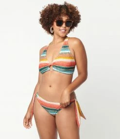 Swimwear Unique Vintage Serape Stripe Give Us A Ring Swim Top