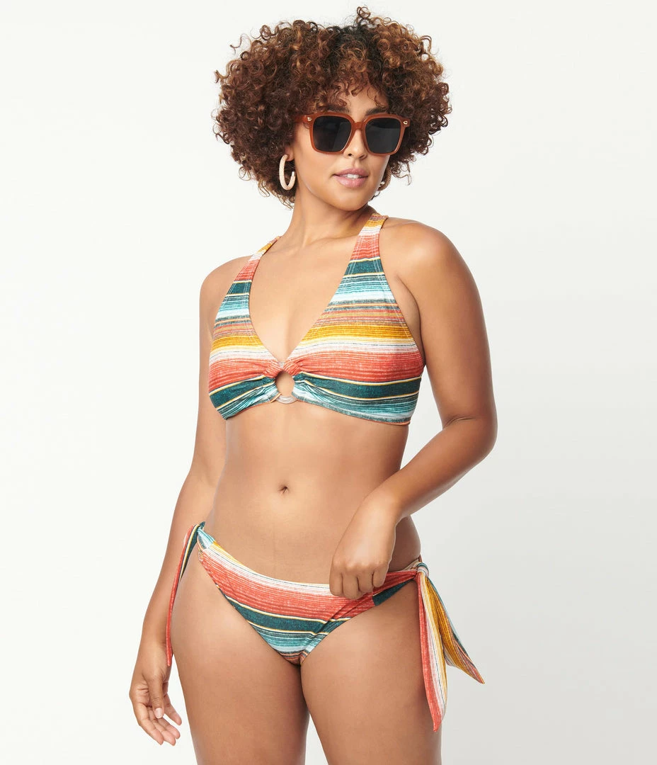 Swimwear Unique Vintage Serape Stripe Give Us A Ring Swim Top
