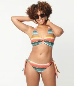 Swimwear Unique Vintage Serape Stripe Give Us A Ring Swim Top