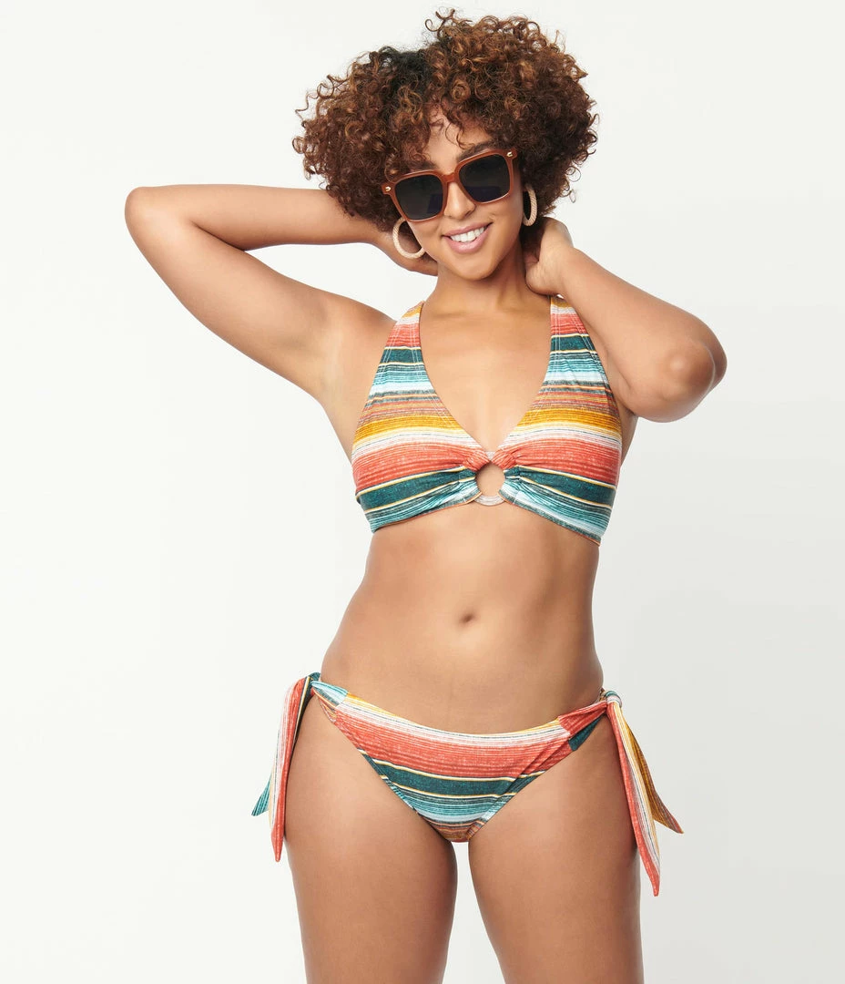 Swimwear Unique Vintage Serape Stripe Give Us A Ring Swim Top