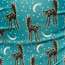 Unique Vintage Blue & Spooky Cat Print Provincetown Swim Bottom Swimwear