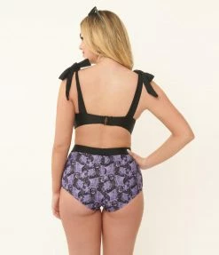 Unique Vintage Purple Lacy Bats Totally Tied Up Swim Top
