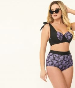 Unique Vintage Purple Lacy Bats Totally Tied Up Swim Top