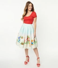 Strawberry Shortcake X Unique Vintage Garden Party Border Swing Skirt 1980s & 1990s