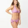 Unique Vintage Purple & Pink Floral Give Us A Ring Swim Top Swimwear