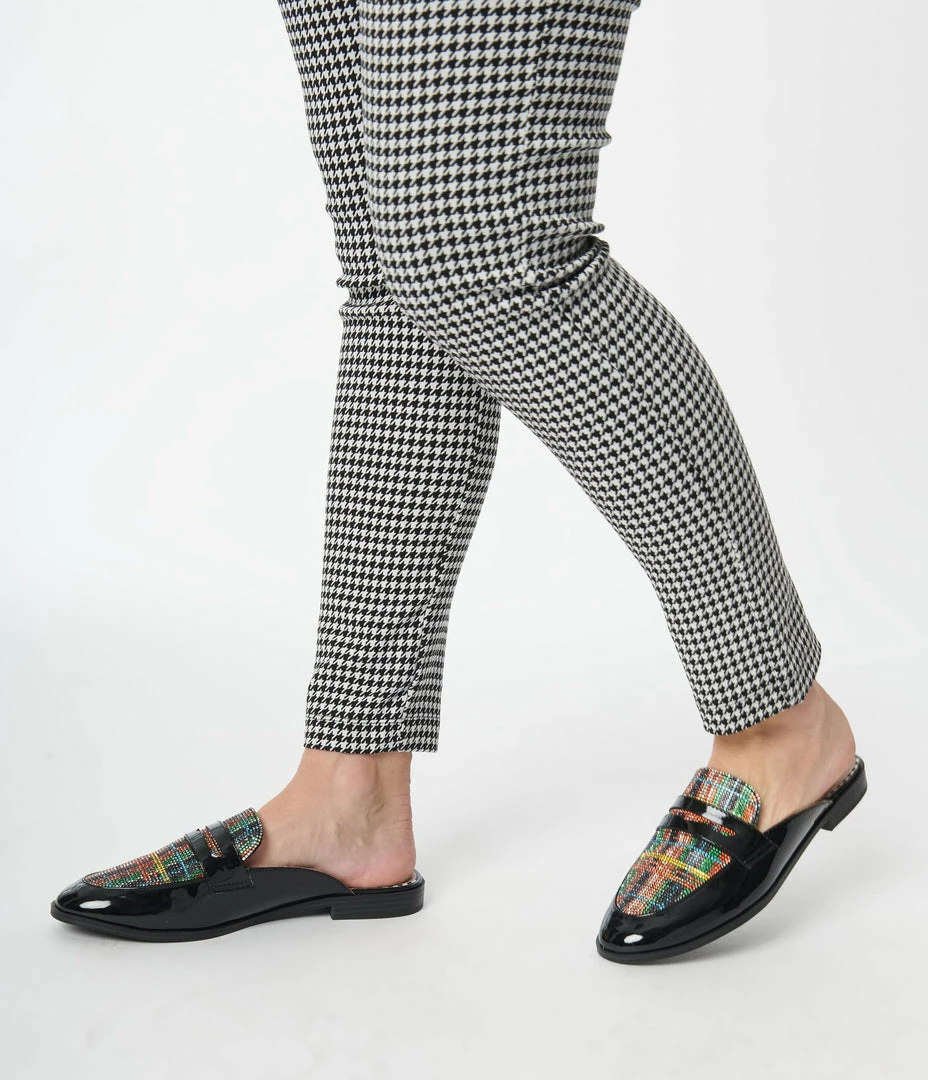 Betsey Johnson ( Steve Madden Daniel Friedman) Betsey Johnson Black & Plaid Rhinestone Marker Loafer Shoes