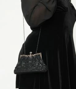 Unique Vintage Brand Unique Vintage Black Beaded Top Frame Purse