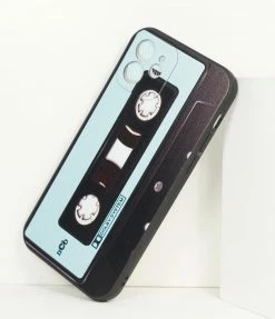 Unique Vintage Blue & Black Cassette IPhone 12 Case 1980s & 1990s