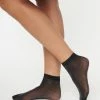 Unique Vintage Black Shimmer Ankle Socks