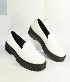 East Lion (Qupid) White Platform Loafers