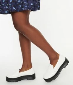 East Lion (Qupid) White Platform Loafers