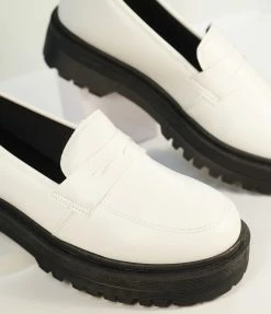 East Lion (Qupid) White Platform Loafers
