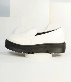 East Lion (Qupid) White Platform Loafers