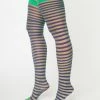 Sky Hosiery (Music Legs) Green & Purple Stripe Opaque Thigh High Stockings Accessories