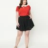 Fan Flair Popeye X Unique Vintage Plus Size Black & Red Olive Oyl Romper