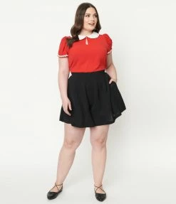 Fan Flair Popeye X Unique Vintage Plus Size Black & Red Olive Oyl Romper