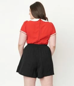 Fan Flair Popeye X Unique Vintage Plus Size Black & Red Olive Oyl Romper