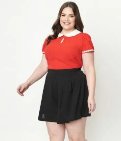 Fan Flair Popeye X Unique Vintage Plus Size Black & Red Olive Oyl Romper