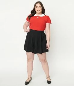 Fan Flair Popeye X Unique Vintage Plus Size Black & Red Olive Oyl Romper