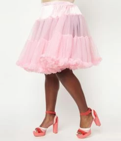Unique Vintage Plus Size Light Pink Ruffled Chiffon Petticoat Crinoline Unique Vintage Brand