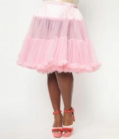 Unique Vintage Plus Size Light Pink Ruffled Chiffon Petticoat Crinoline Unique Vintage Brand