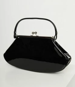 Tatyana Black Patent Leatherette Loveboat Handbag Accessories