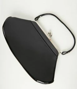 Tatyana Black Patent Leatherette Loveboat Handbag Accessories