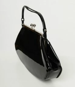 Tatyana Black Patent Leatherette Loveboat Handbag Accessories