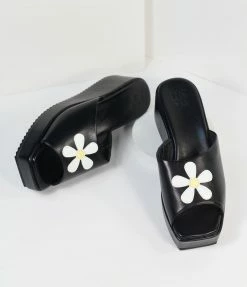 MCLC Shoes Black & Daisy Bloom Sirena Mules