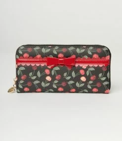 Lifestyle Group (UK) Ltd Black & Red Cherry Zipper Wallet Accessories