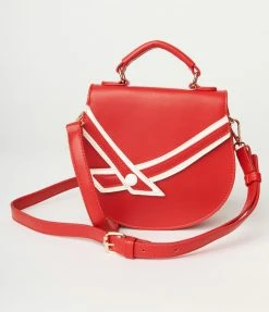 Lifestyle Group (UK) Ltd Red Leatherette Nautical Handbag 1950s