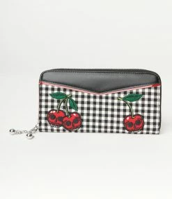 Lifestyle Group (UK) Ltd Accessories Black Gingham & Skull Cherries Zipper Wallet