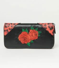 Lifestyle Group (UK) Ltd Black & Red Spanish Rose Zipper Wallet