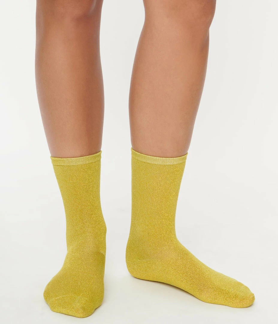 Accessories Unique Vintage Chartreuse Shimmer Crew Socks