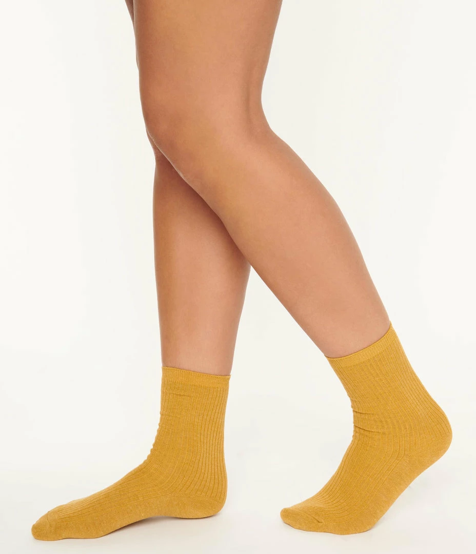 Accessories Unique Vintage Mustard Sparkle Crew Socks