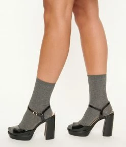 Accessories Unique Vintage Charcoal Sparkle Crew Socks