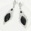 Unique Vintage Black Gemstone Diamond Shape Drop Earrings Flapper