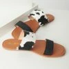 Mata Group Cow Print Slip On Sandals