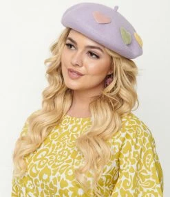 Mavin (Wild Pony Design Co) Accessories Purple & Faux Fur Hearts Beret