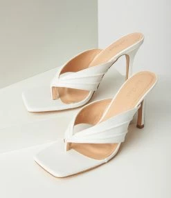 Verona Collection White Slip On Heel Sandals