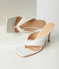 Verona Collection White Slip On Heel Sandals