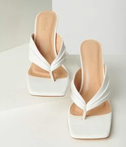 Verona Collection White Slip On Heel Sandals