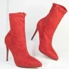 Verona Collection Red Suede High Stiletto Ankle Boots 1980s & 1990s