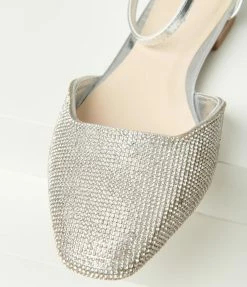 Verona Collection 1950s Silver Rhinestone Flats