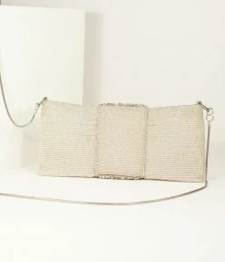 Ricki Designs Vintage Style Silver Beaded & Rhinestone Clutch Flapper