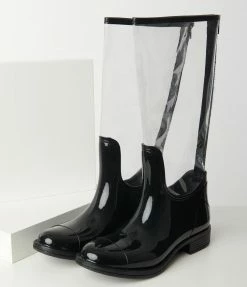 Shoe Addict Black & Clear PVC Rainboots 1960s