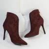 Shoe Click Bordeaux Suede Stiletto Booties 1970s