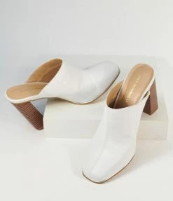 OUR LOVE LETTER INC White Leatherette Mule Heels 1970s