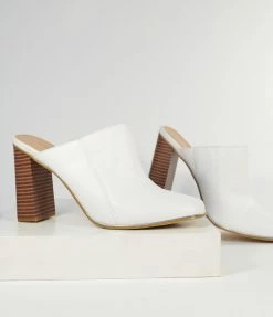 OUR LOVE LETTER INC White Leatherette Mule Heels 1970s